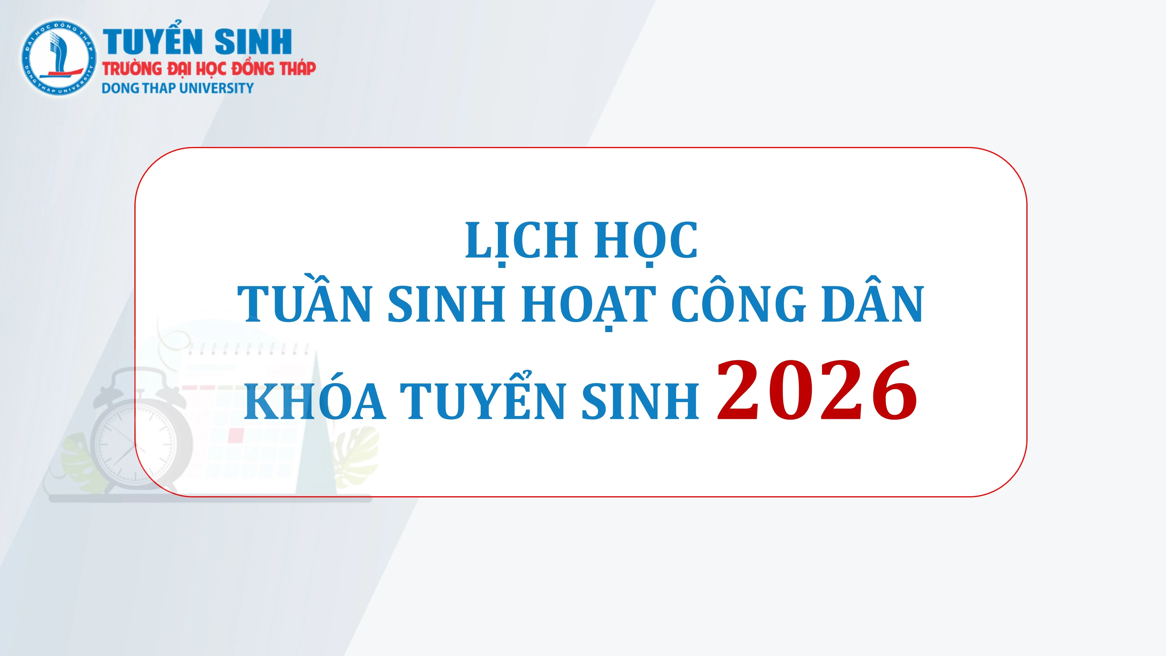 Lịch học Tuần SHCD 2026