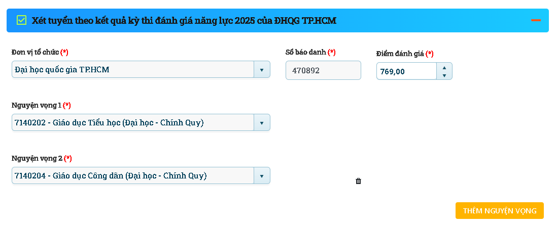 Xét kết quả ĐGNL