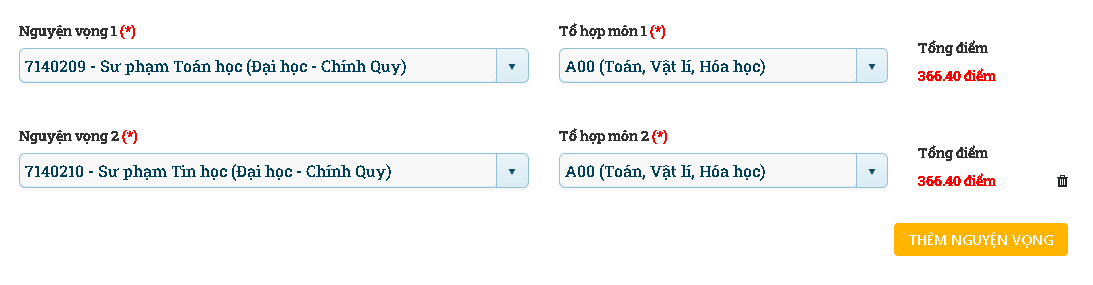 Chọn tổ hợp tối ưu