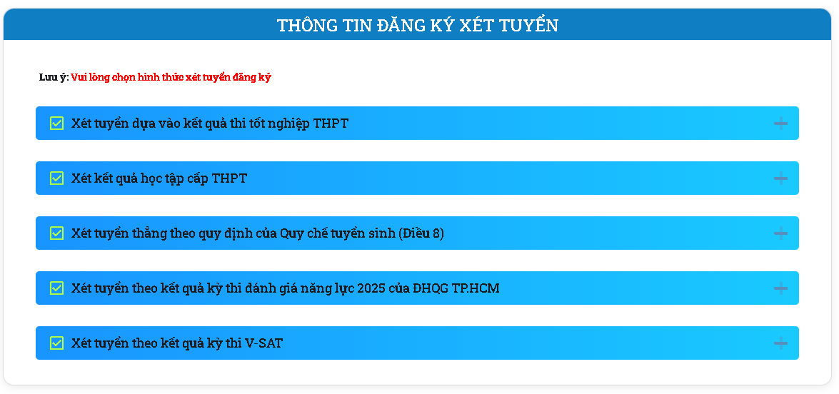 Chọn phương thức xét tuyển
