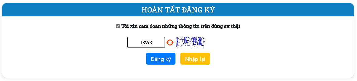 Hoàn tất đăng ký